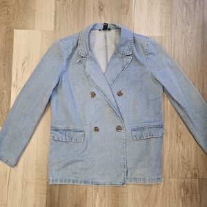 Forever 21 Double-Breasted Light Blue Jean Jacket
